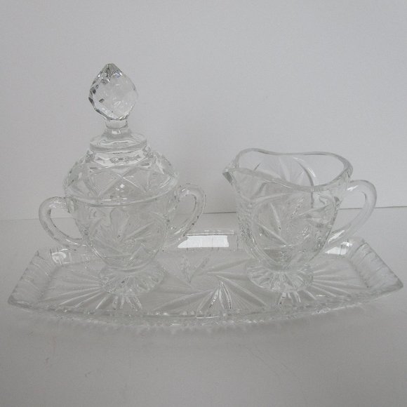 matching cut lead crystal cream sugar set